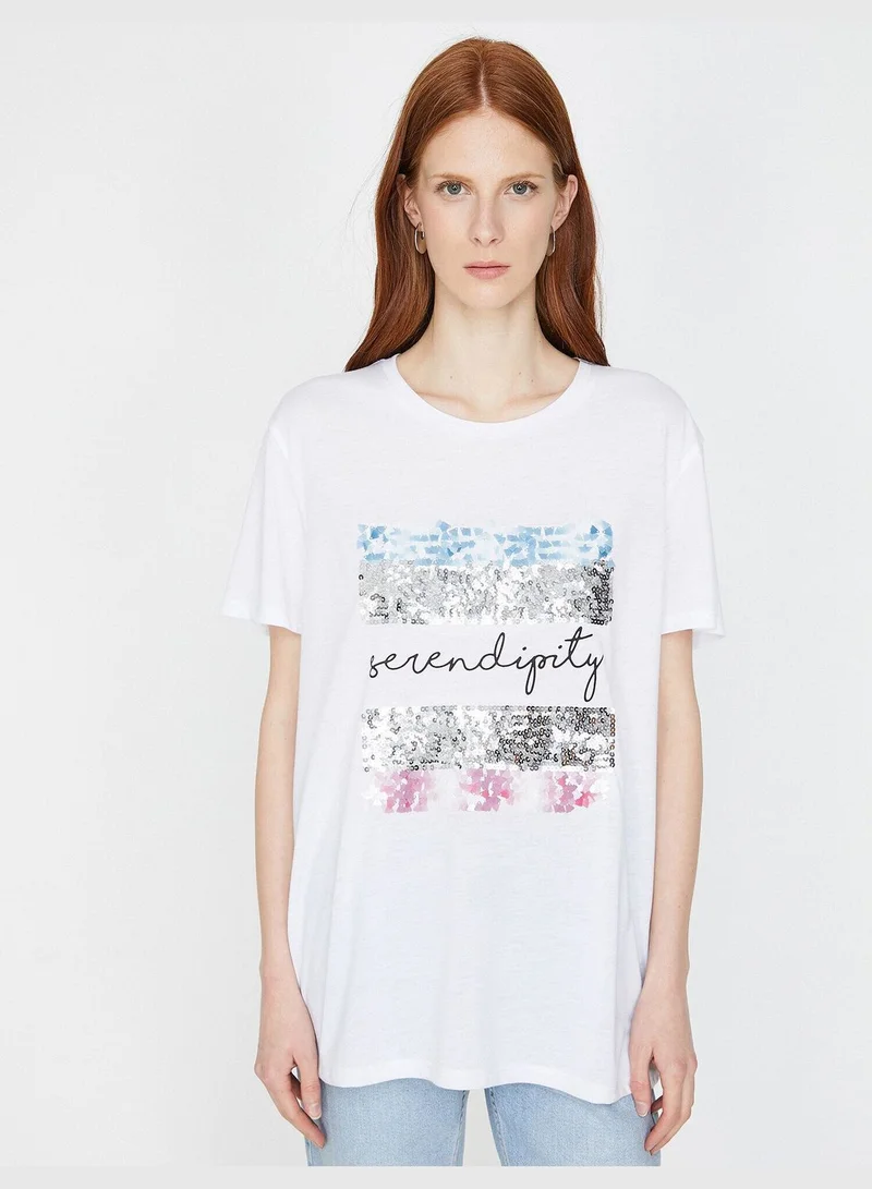 KOTON Sequin Detailed T-Shirt