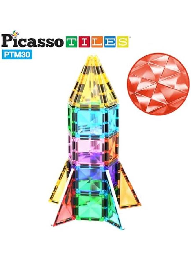 PicassoTiles 30Pc Magnetic Building Blocks Mini Diamond Series Travel Size On The Go Magnet Construction Toy Set Stem Learning Kit Education Playset Child Brain Development Magnets Stacking Blocks  - Image 4