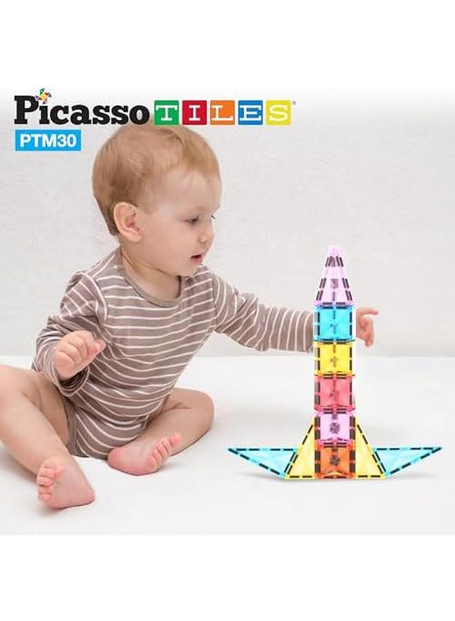 PicassoTiles 30Pc Magnetic Building Blocks Mini Diamond Series Travel Size On The Go Magnet Construction Toy Set Stem Learning Kit Education Playset Child Brain Development Magnets Stacking Blocks  - Image 3