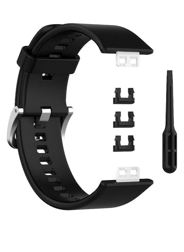 Silicone Band For Huawei Watch Fit. Strap Watch Band For Huawei Watch Fit Wristband Replace Bracelet (Black) - Image 2