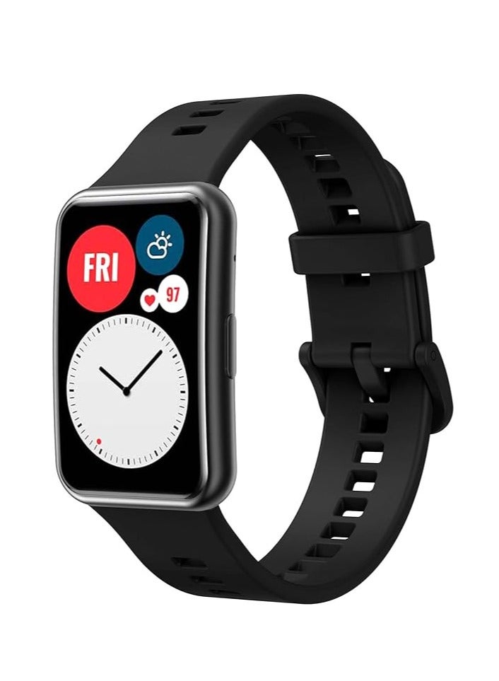Silicone Band For Huawei Watch Fit. Strap Watch Band For Huawei Watch Fit Wristband Replace Bracelet (Black) - Image 1