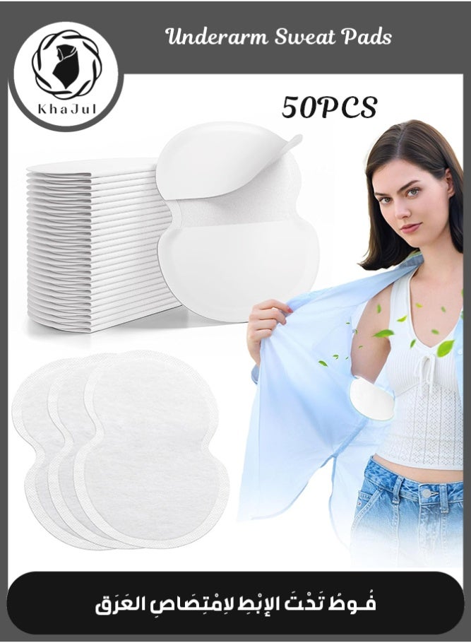KHAJUL 50 Pcs Underarm Sweat Pads,Disposable Armpit Pads for Sweating,Thin Antis Sweat Pad Absorbing Patch,Comfortable Unflavored,Non Visible,Armpit Protection,Disposable Underarm Pads for Women Men - Image 1