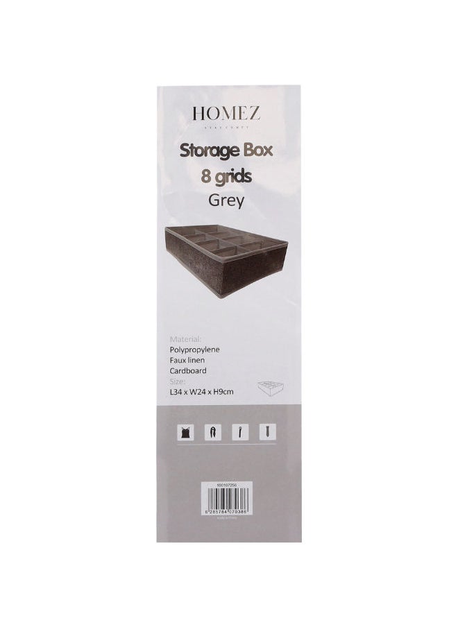 Homez HOMEZ FABRIC 8 COMPARTMENT DRAWER ORGANIZER GREY  - Image 1