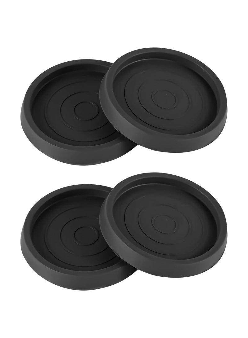 Generic Furniture Non Slip Caster Pad Rubber Round Floor Protectors Furniture Feet Chair Leg Mat for Bed Cabinet Sofa Chair Table Piano Black 4 Pcs  - Image 2