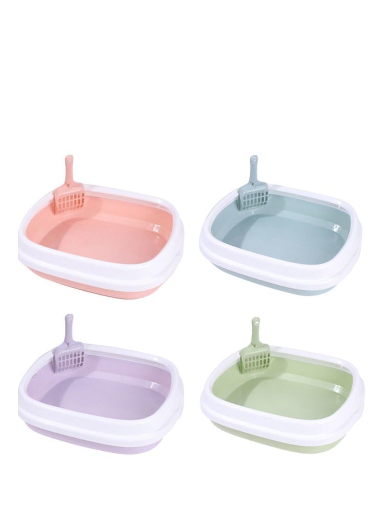 HAPPY PUSS - Cat litter plastic box, large Size with high sides, detachable with free cat litter shovel. Purple color - Image 1