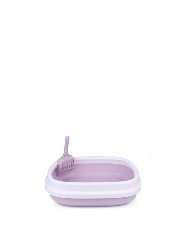 HAPPY PUSS - Cat litter plastic box, large Size with high sides, detachable with free cat litter shovel. Purple color - Image 1