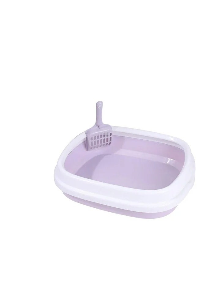HAPPY PUSS - Cat litter plastic box, large Size with high sides, detachable with free cat litter shovel. Purple color - Image 1