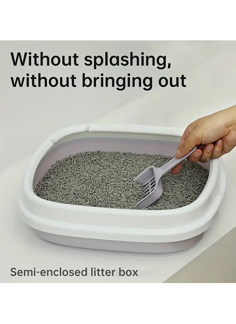 HAPPY PUSS - Cat litter plastic box, large Size with high sides, detachable with free cat litter shovel. Purple color - Image 1