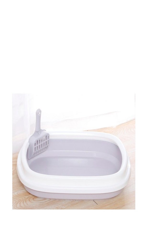 HAPPY PUSS - Cat litter plastic box, large Size with high sides, detachable with free cat litter shovel. Purple color - Image 1