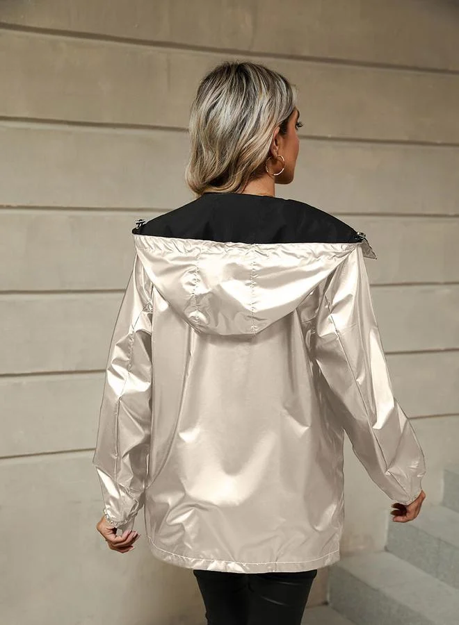 Take Two Women Solid Zip Up Reversible Hoodie Jacket