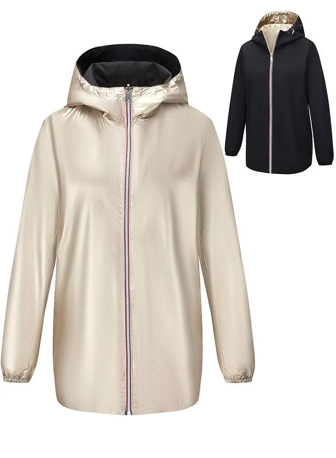 Take Two Women Solid Zip Up Reversible Hoodie Jacket