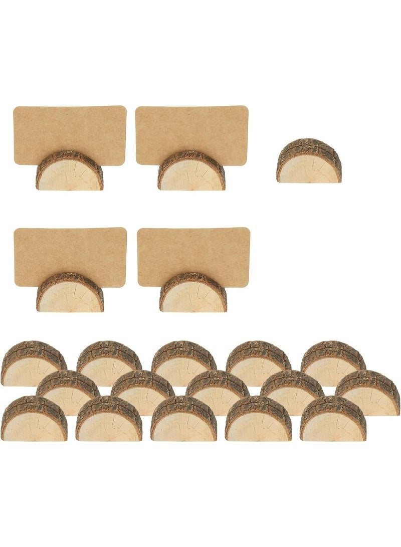 Wooden Card Holder, Pack of 20 Table Sign Holders with Place Cards, Semi-Circle Table Number Holders, Name Badge Holders for Display - Image 1