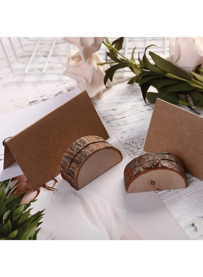Wooden Card Holder, Pack of 20 Table Sign Holders with Place Cards, Semi-Circle Table Number Holders, Name Badge Holders for Display - Image 3
