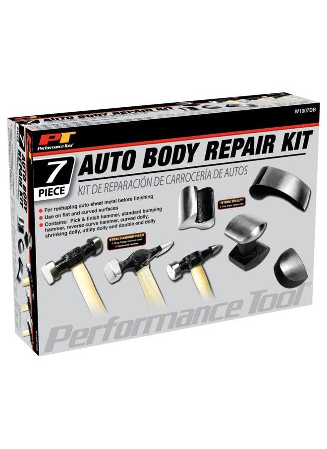 Performance Tool Performance Tool W1007Db 7-Piece Auto Body Repair Kit With Carbon Steel Hammer Heads And Dollies On Wood Handles  - Image 2