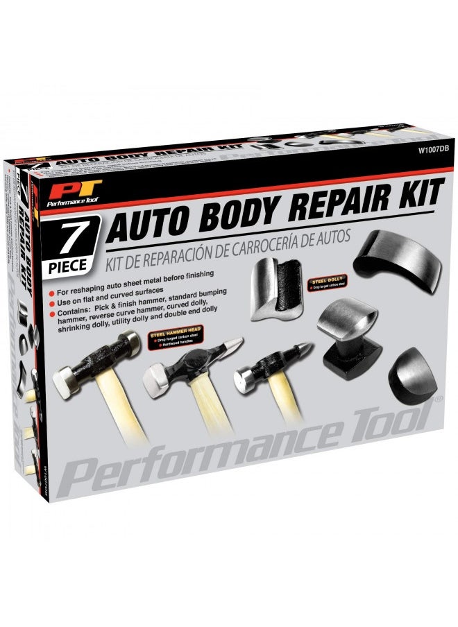 Performance Tool Performance Tool W1007Db 7-Piece Auto Body Repair Kit With Carbon Steel Hammer Heads And Dollies On Wood Handles  - Image 4