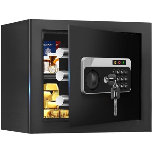 Aprxuvot 1.3 Cuft Safe Box Fireproof Waterproof, Digital Security Safes for Home Use Fire and Water Proof with Combination Lock, Alarm System and Removable Shelf, Anti-Theft Fireproof Safe For Money, Jewelry - Image 1