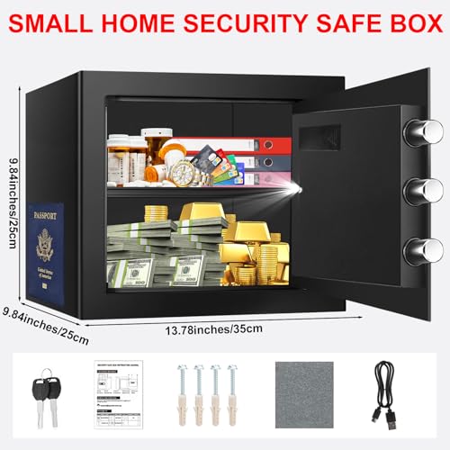 Aprxuvot 1.3 Cuft Safe Box Fireproof Waterproof, Digital Security Safes for Home Use Fire and Water Proof with Combination Lock, Alarm System and Removable Shelf, Anti-Theft Fireproof Safe For Money, Jewelry - Image 3