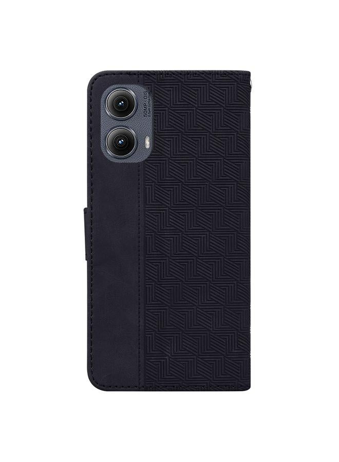 اس-توب جراب لهاتف موتورولا إيدج 2024، جراب جلدي منقوش هندسيًا - Image 4