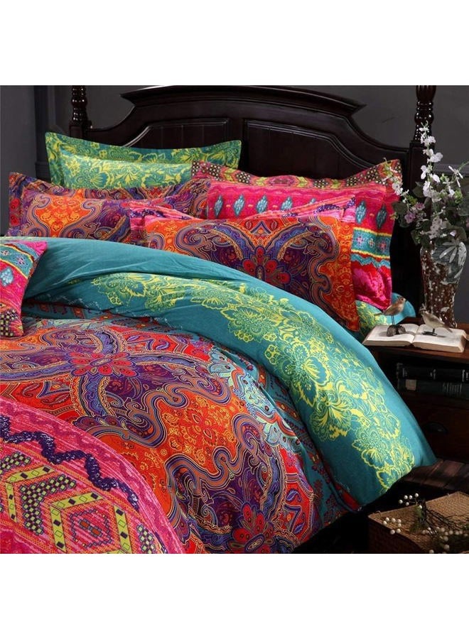TISPLR Comforter King Size Floral Soft 3 Pieces Chic Crinkle Gauze Fabric Garden Style Floral Print Botanical Comforter for All Seasons Luxury Warmth Comfy Breathable with 2 Pillowcases - Image 3