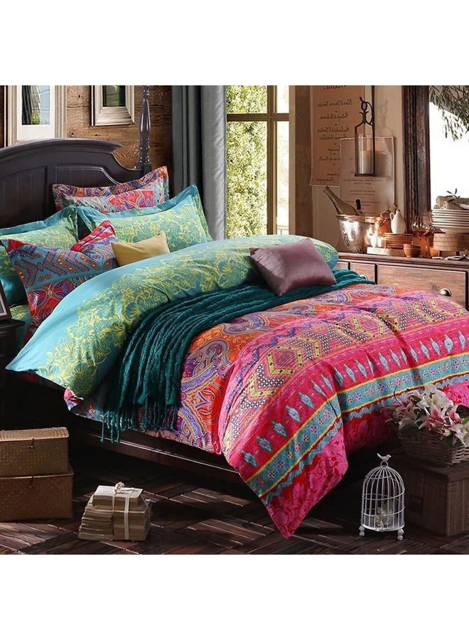 TISPLR Comforter King Size Floral Soft 3 Pieces Chic Crinkle Gauze Fabric Garden Style Floral Print Botanical Comforter for All Seasons Luxury Warmth Comfy Breathable with 2 Pillowcases - Image 1