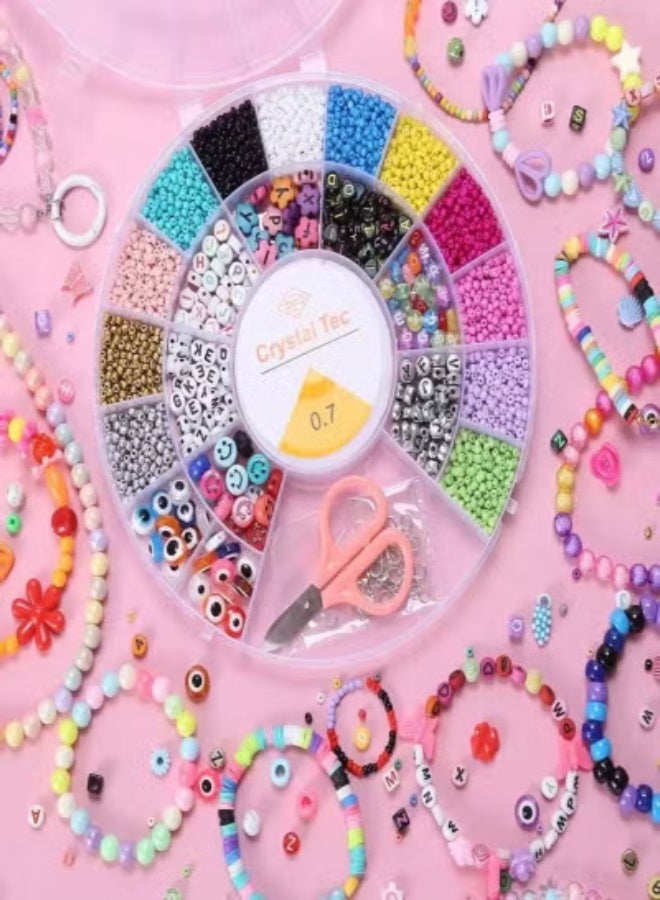Crystal Tec Beads Bracelet Making Kit,Colorful Beads Stringing Set,Craft DIY Bracelet Necklace Earring Making Kit, DIY Arts and Crafts Birthday Gifts Toys,Alphabet Colorful Acrylic Crafting Beads Kit Box with Accessories.DIY Gift for Girls Teens and Kids Ages 6-12 - Image 2