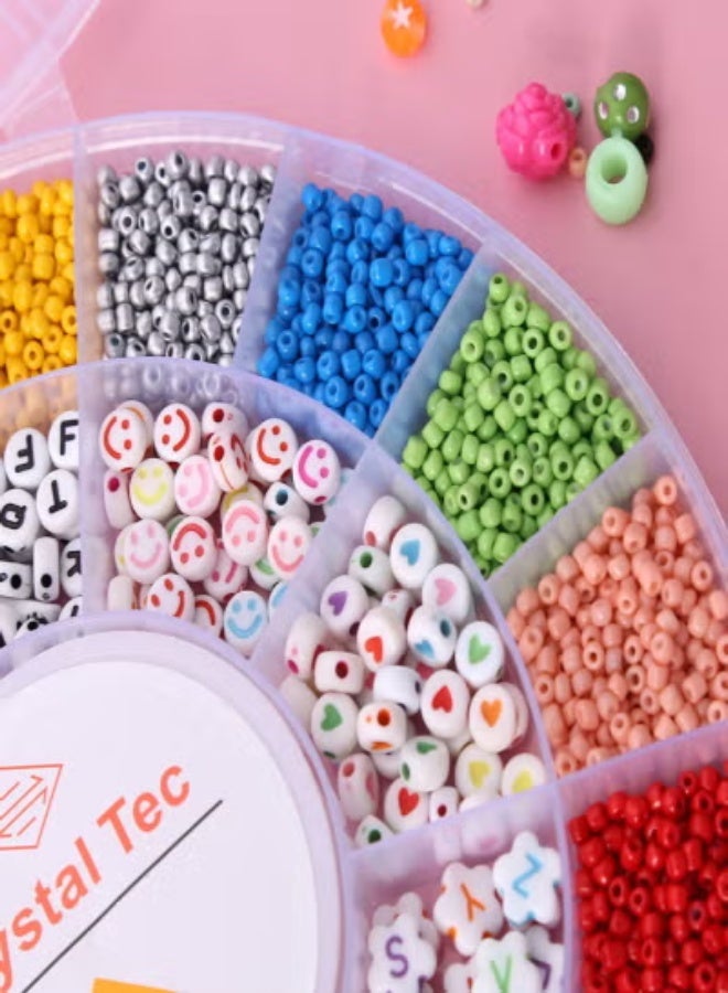 Crystal Tec Beads Bracelet Making Kit,Colorful Beads Stringing Set,Craft DIY Bracelet Necklace Earring Making Kit, DIY Arts and Crafts Birthday Gifts Toys,Alphabet Colorful Acrylic Crafting Beads Kit Box with Accessories.DIY Gift for Girls Teens and Kids Ages 6-12 - Image 3