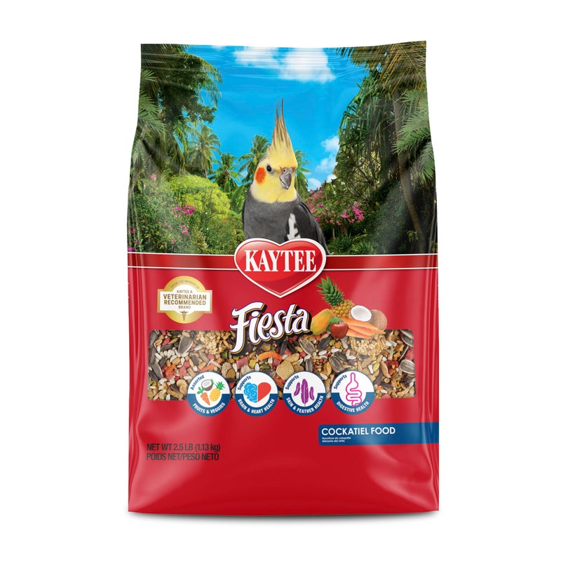 Kaytee Fiesta Cockatiel Food, Nutritious and Fun Blend, Supports Skin, Feather, Digestion, Brain and Heart Health, 2.5 pounds - Image 1