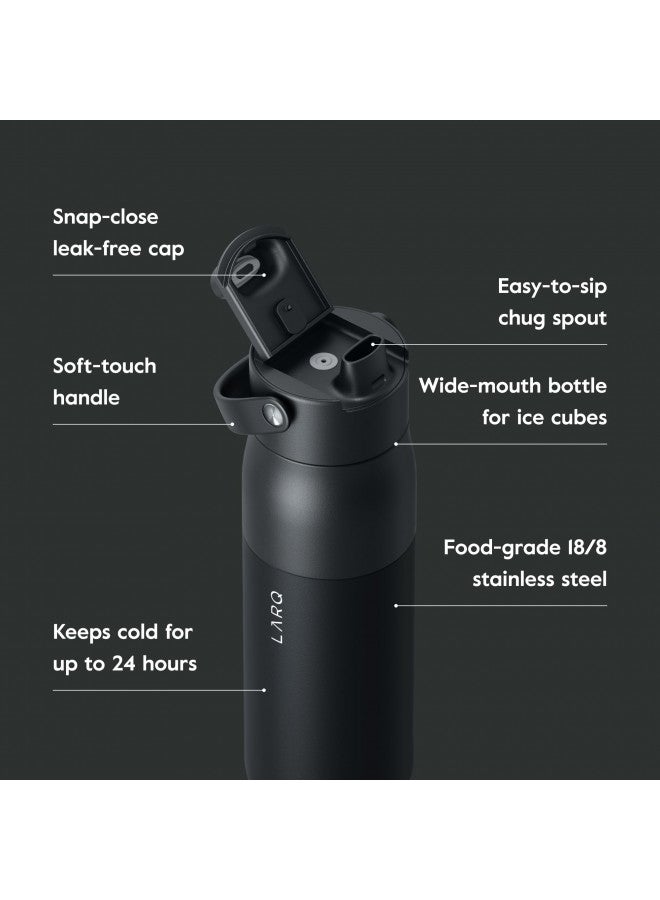 LARQ LARQ Bottle Swig Top 34oz - Insulated Stainless Steel Water Bottle With Built-In Silicone Handle | Thermos, BPA Free | Reusable Water Bottle for Sports, Gym, and Travel, Obsidian Black - Image 1