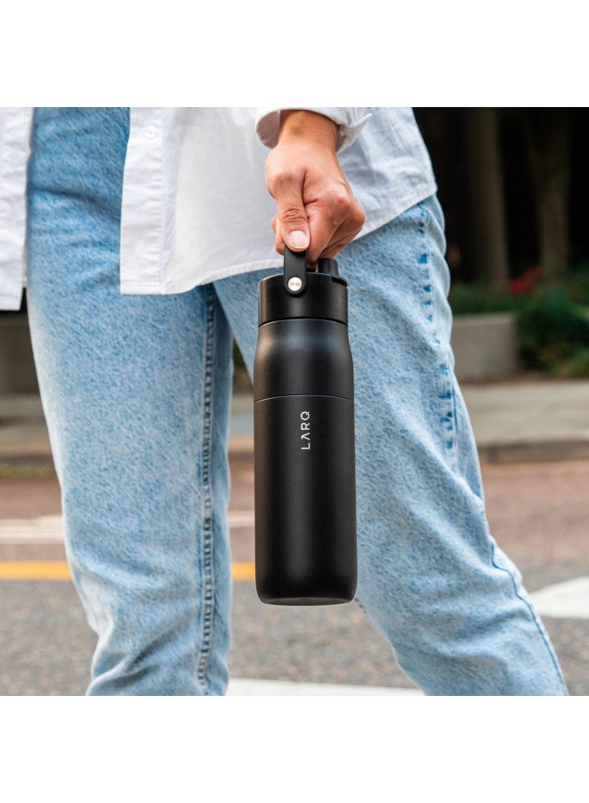 LARQ LARQ Bottle Swig Top 34oz - Insulated Stainless Steel Water Bottle With Built-In Silicone Handle | Thermos, BPA Free | Reusable Water Bottle for Sports, Gym, and Travel, Obsidian Black - Image 2