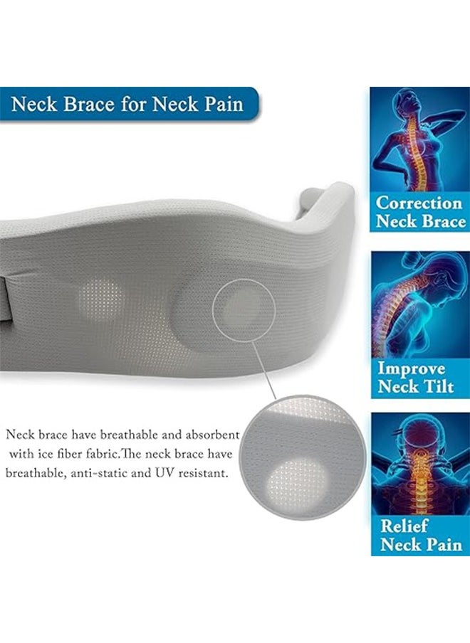 Double Fish Cervical Correction Neck Brace, Adjustable Neck Support Brace for Sleeping, Used to Relieve Neck Fatigue and Spinal Pressure, Removable Wash Cover Neck Support - Moonlight Grey - L Code  - Image 5