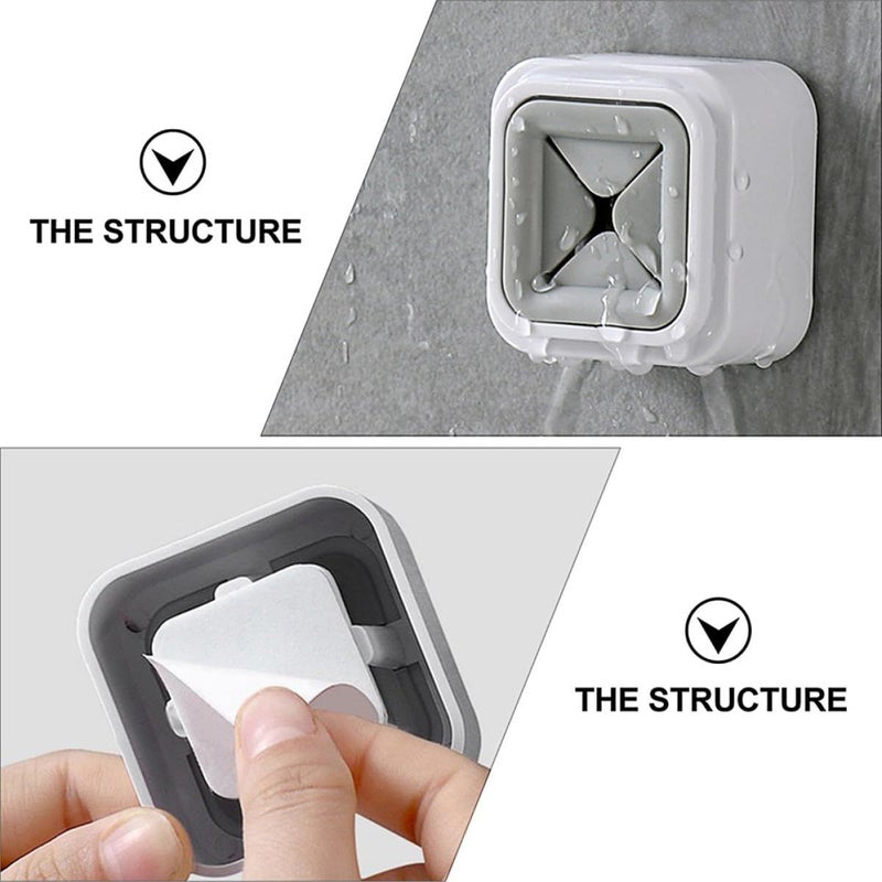 SUPVOX 4 Gray Self Adhesive Towel Holder Set For Bathroom And Kitchen Storage - Image 4