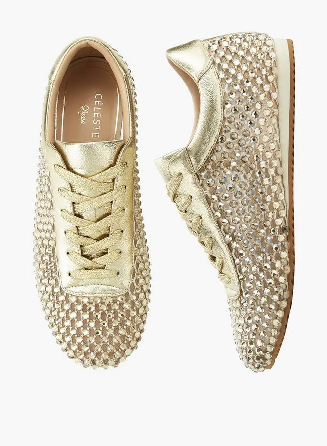 Celeste Women Stud Embellished Lace-Up Sneakers