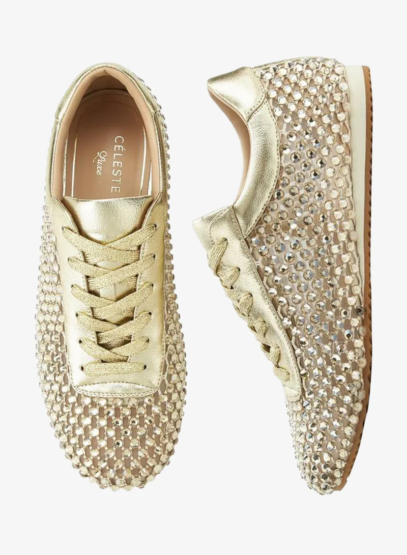 سيليست Women Stud Embellished Lace-Up Sneakers