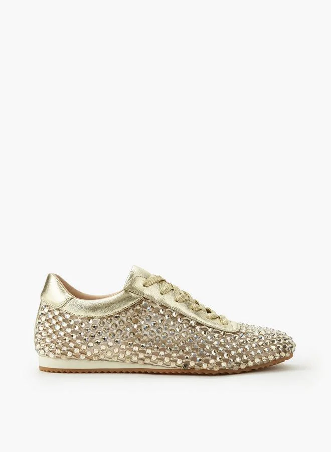 Celeste GOLD Women Stud Embellished Lace-Up Sneakers for Women | Best Price UAE