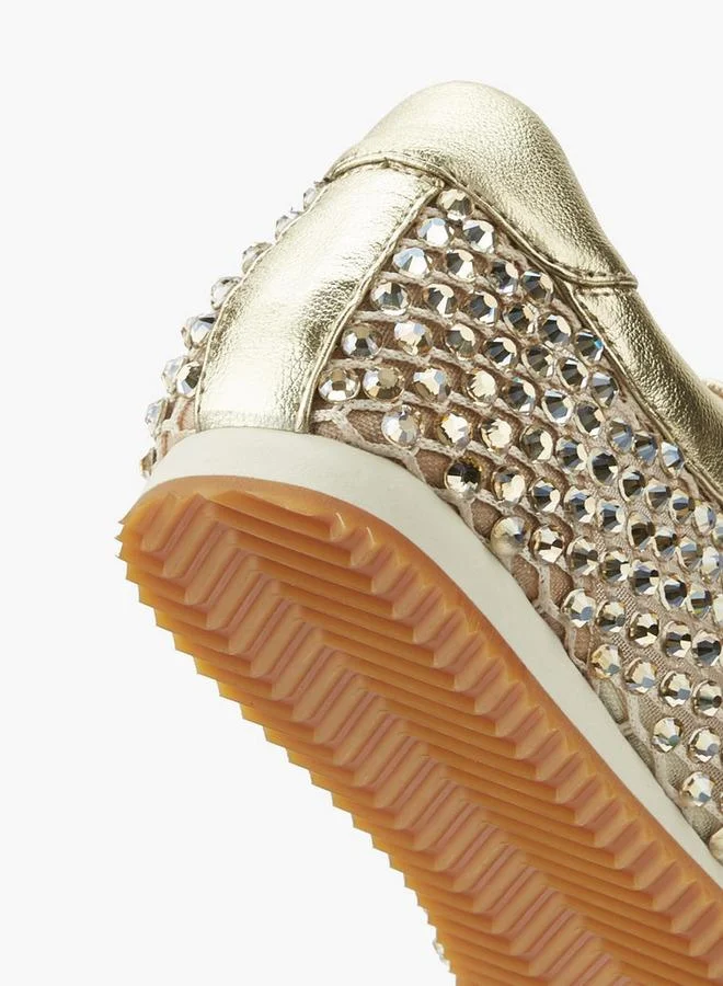 Celeste GOLD Women Stud Embellished Lace-Up Sneakers for Women | Best Price UAE