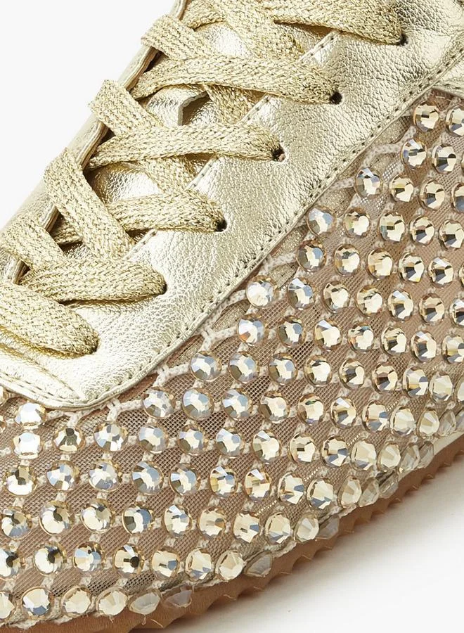 Celeste GOLD Women Stud Embellished Lace-Up Sneakers for Women | Best Price UAE