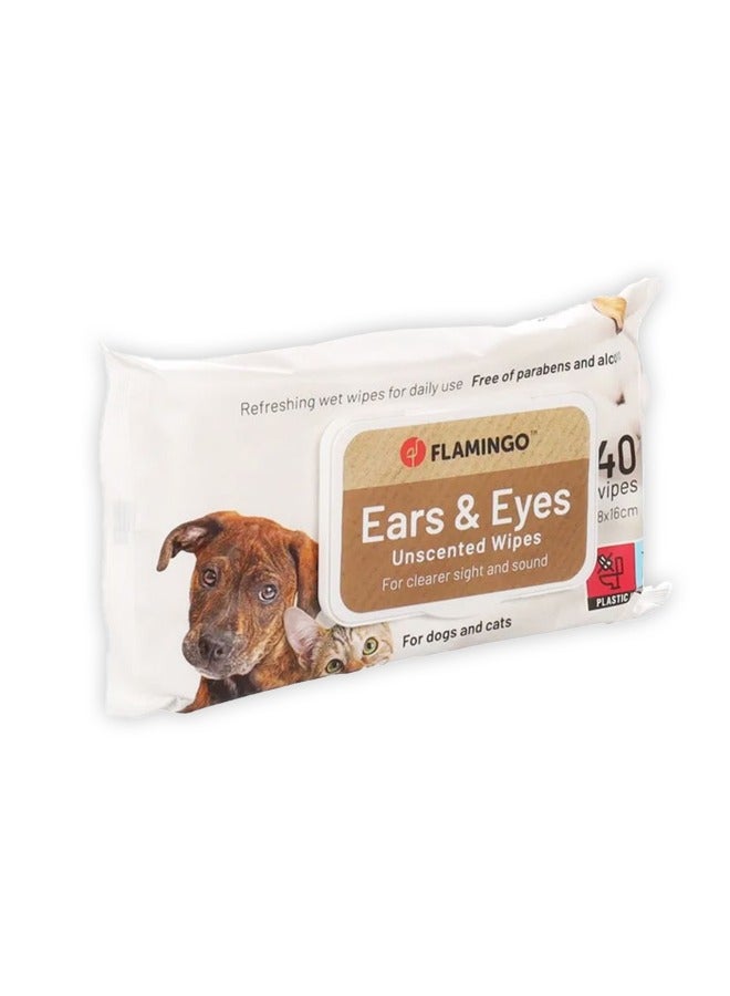 Flamingo Ears & Eyes Unscented Cat And Dog Pet Wipes - 40 PCS - Image 1
