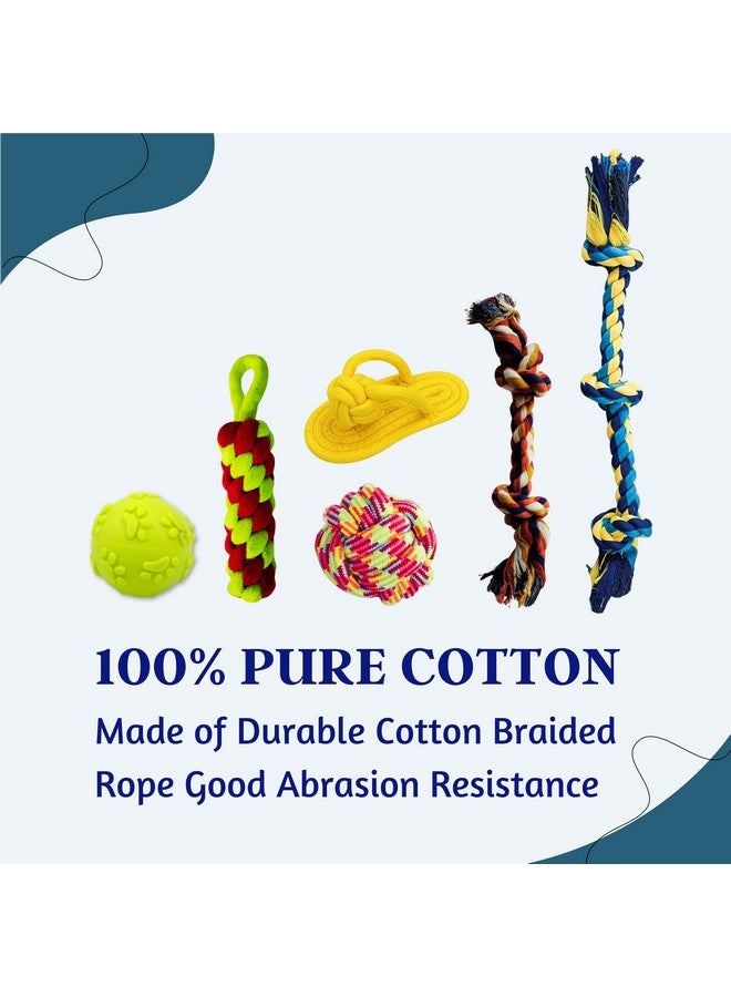Generic 6 In 1 Squeaky And Chew Rope Dog Toy Combo - (2Knot Rope + 3Knot Rope + Cotton Ball + Slipper + Corn Stick + Claw Ball) | Chewing, Playing, & Teething Toy For Small Dog And Puppies  - Image 4