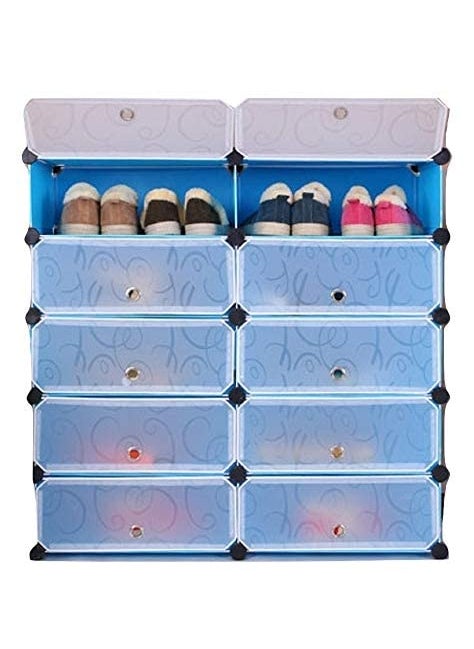Styleys Styleys Plastic Shoe Rack with Cover for Home/Office Cube Organizer Wardrobe Green (10 Cube Green1) (S1931-10)  - Image 4