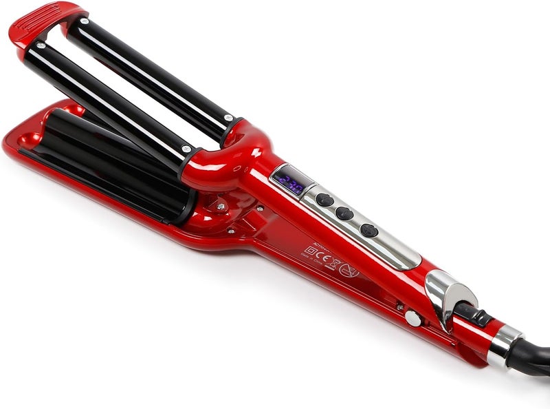 Mannice Ceramic Hair Crimper Iron Hair Waver 3 Barrel 0.6 inch / 16mm Perm Instant Curls Crimping Curling Iron Valentines Day Gifts for Women Professional Crimping Iron - Image 1