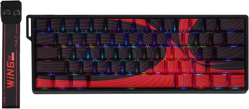 EPOMAKER AULA WIN60 HE 60% Wired Magnetic Keyboard with Adjustable Actuation, 8000 Hz Polling Rate, Hall Effect Switches, Hot-Swap, For FPS Games (Red Topographic) - Image 1