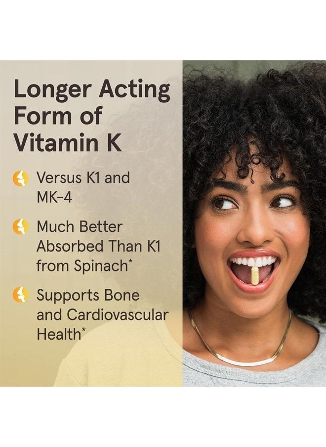jarrow formulas - MK-7 90 mcg - Bioactive Form of Vitamin K2 - 120 Servings (Softgels) - For Bone & Cardiovascular Health - Vitamin K2 MK-7 Dietary Supplement - K2 Vitamin Supplement MK-7 - Gluten Free - Image 1