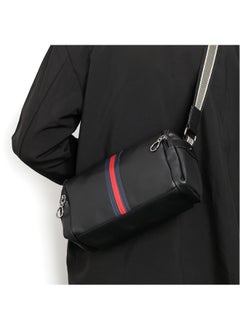 AVHUGOO New PU Leather Crossbody Bag for Men, Korean Style Checkered Pattern Mini Square Messenger Bag, Lightweight Black Shoulder Bag for Work Commute Travel Daily Use  - Image 2