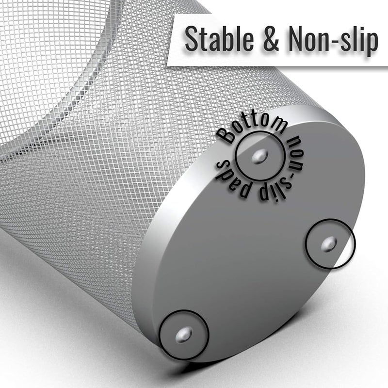 ECVV 2PCS Metal Wire Mesh Waste Basket - Lightweight and Stylish Trash Can for Home & Office (Silver) - Image 4