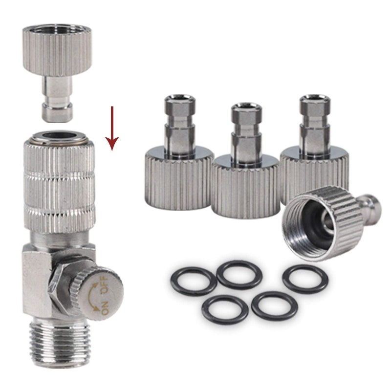 SAGUD Airbrush Quick Release Disconnect Coupler with Extra 4 Female Fitting  Extra 5 ORing Kit 18 Male 18 Female Hose Connections Adjustable