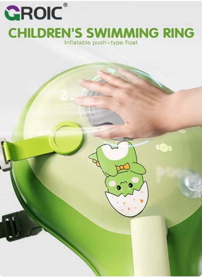 GROIC Baby Swimming Neck with Self-Inflating Function, PVC Thickening Material, Children Floating Toys, Infant Baby Pool Float No Flip Thicken Swim Training for Baby  - Image 2