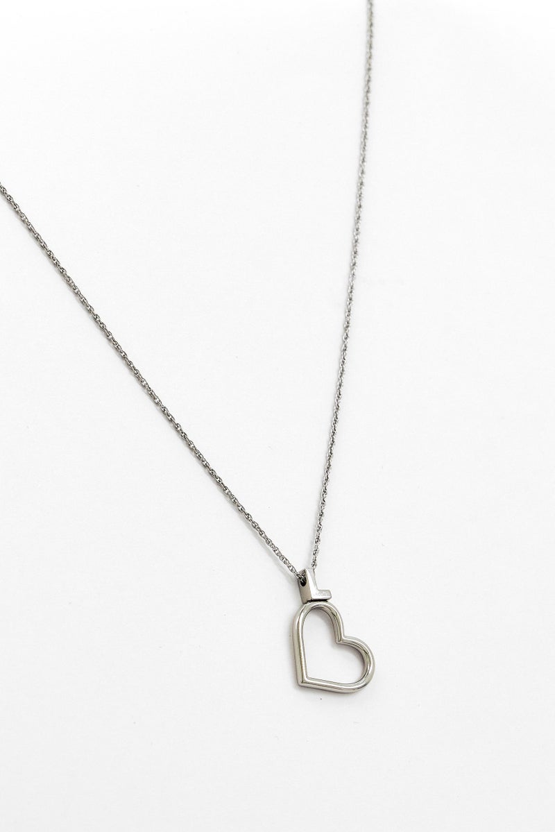 LACOSTE Women Fashionable Heart Pendant Necklace, Silver  - Image 1