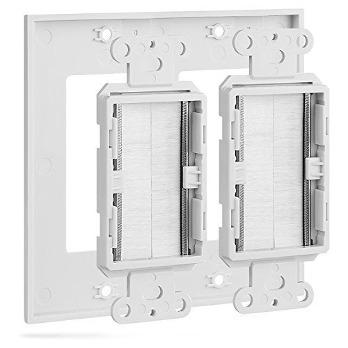 Fosmon 2-Gang Wall Plate, Brush Style Opening Passthrough Low Voltage Cable Plate In-Wall Installation for Speaker Wires, Coaxial Cables, HDMI Cables, or Network/Phone Cables - Image 3
