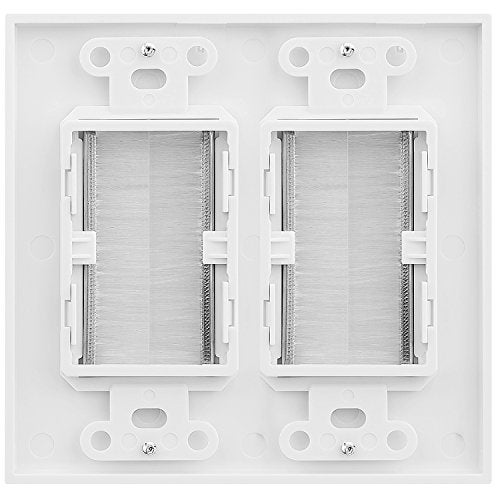 Fosmon 2-Gang Wall Plate, Brush Style Opening Passthrough Low Voltage Cable Plate In-Wall Installation for Speaker Wires, Coaxial Cables, HDMI Cables, or Network/Phone Cables - Image 2