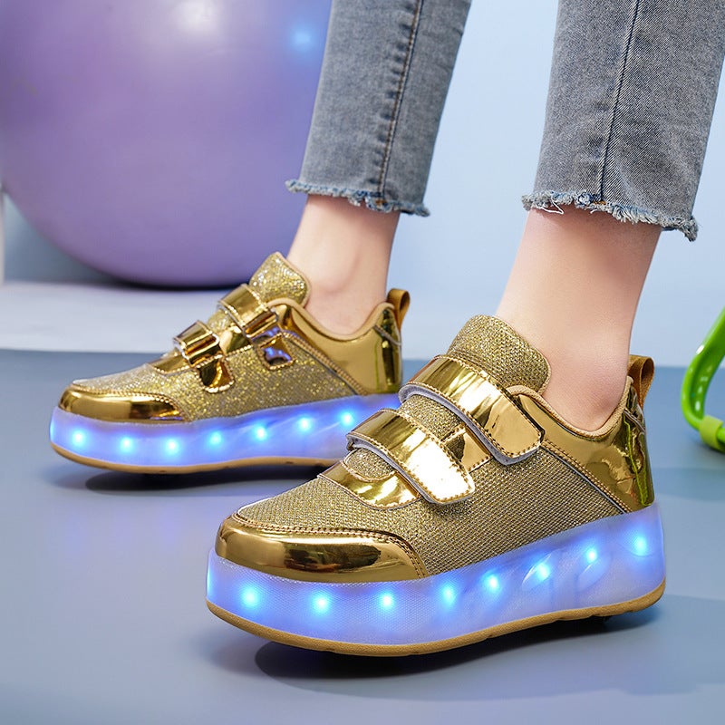 Push Button Shrink Lounging Shoes Children'S Four Wheel Roller Shoes Boys Wheeled Shoes Invisible Removable Wheeled Shoes - Image 5